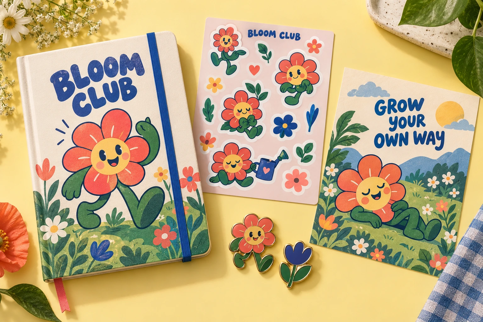 Bloom Club — Illustration, character & merchandise concept