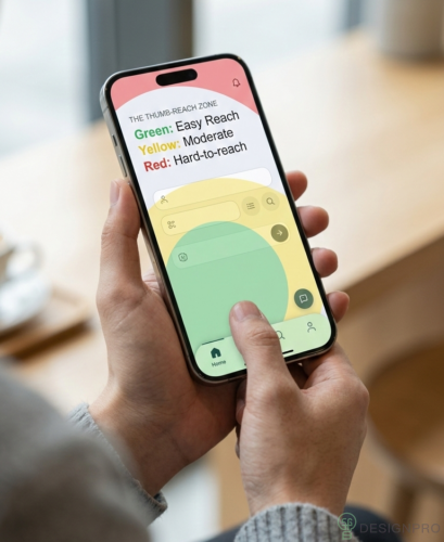 Thumb reach zones on a mobile screen